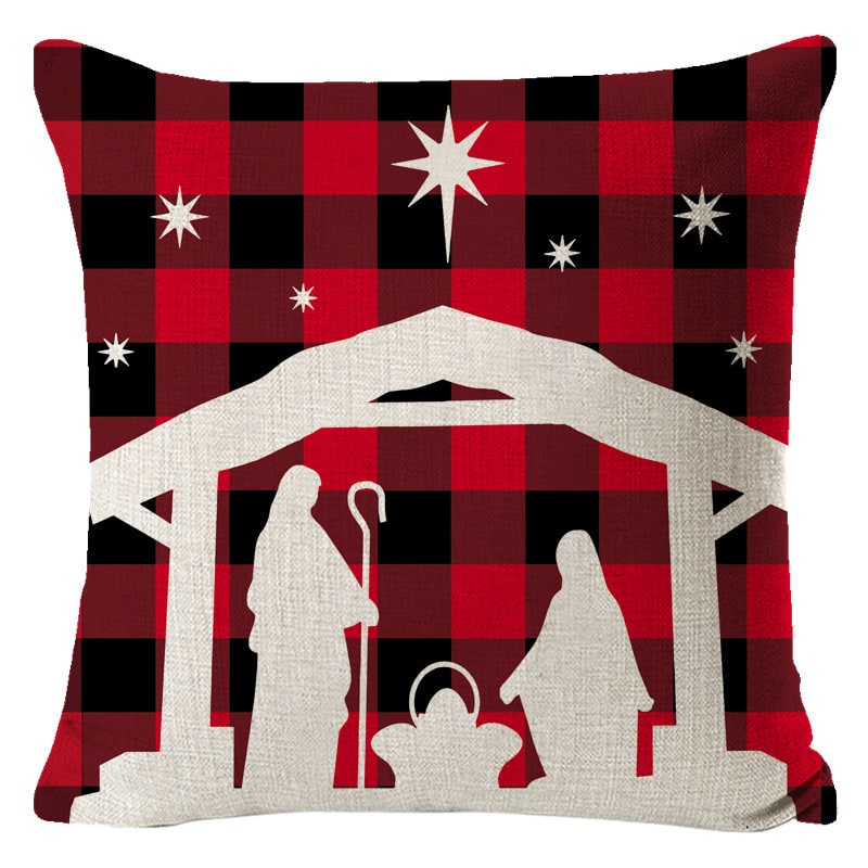 Christmas Pillow Covers with Linen-Look Festive Decorative Accent Design 18x18 Inch Square Throw - Image 4