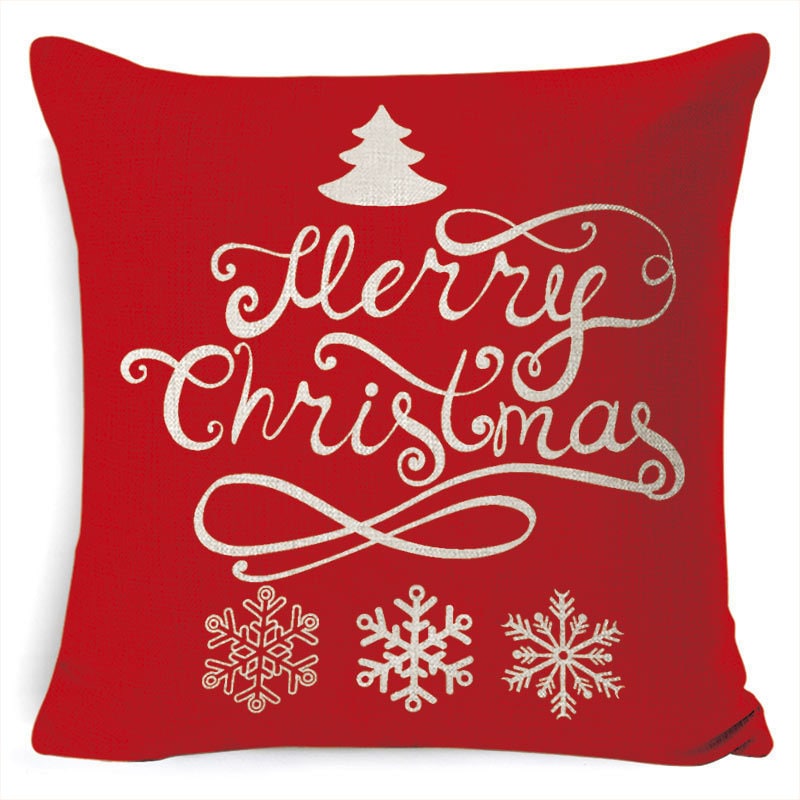 Christmas Pillow Covers with Linen-Look Festive Decorative Accent Design 18x18 Inch Square Throw - Image 7