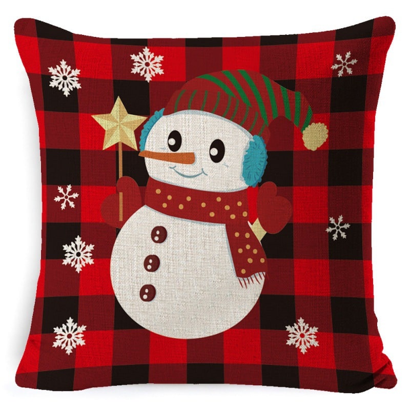 Christmas Pillow Covers with Linen-Look Festive Decorative Accent Design 18x18 Inch Square Throw - Image 9