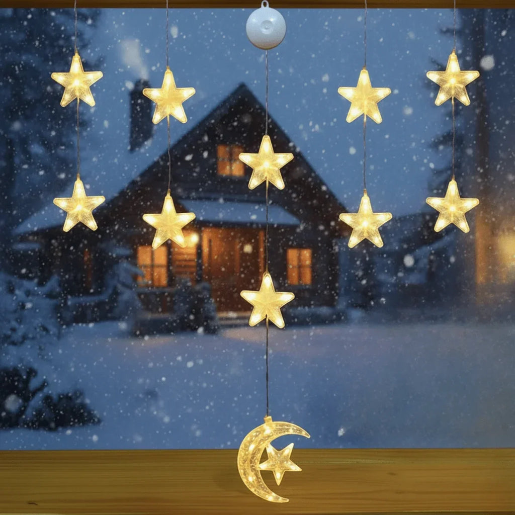 Christmas Window Lights with Suction Cup Battery Box and LED String Decoration - Image 1