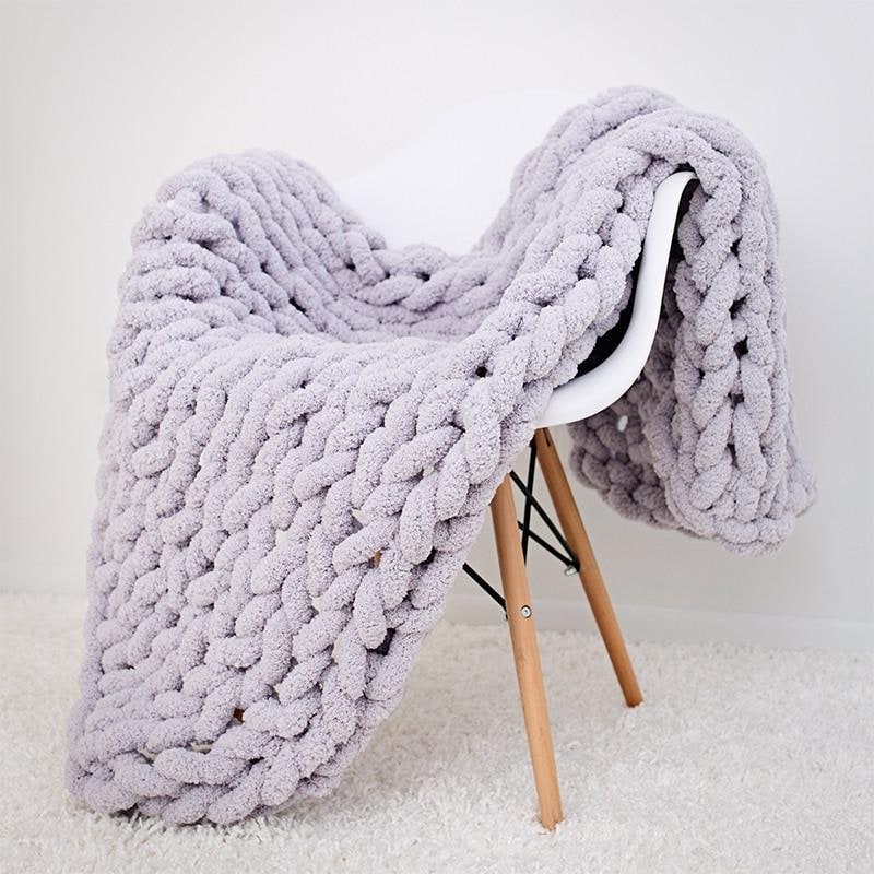 Chunky Knit Throw Blanket with Soft Chenille Yarn and Weighted Texture - Image 3