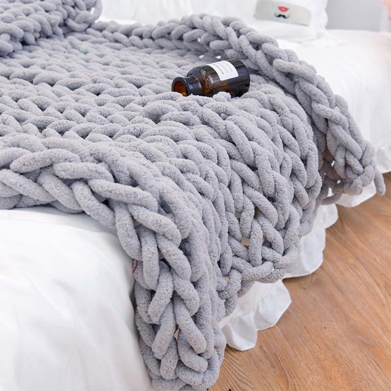 Chunky Knit Throw Blanket with Soft Chenille Yarn and Weighted Texture - Image 4