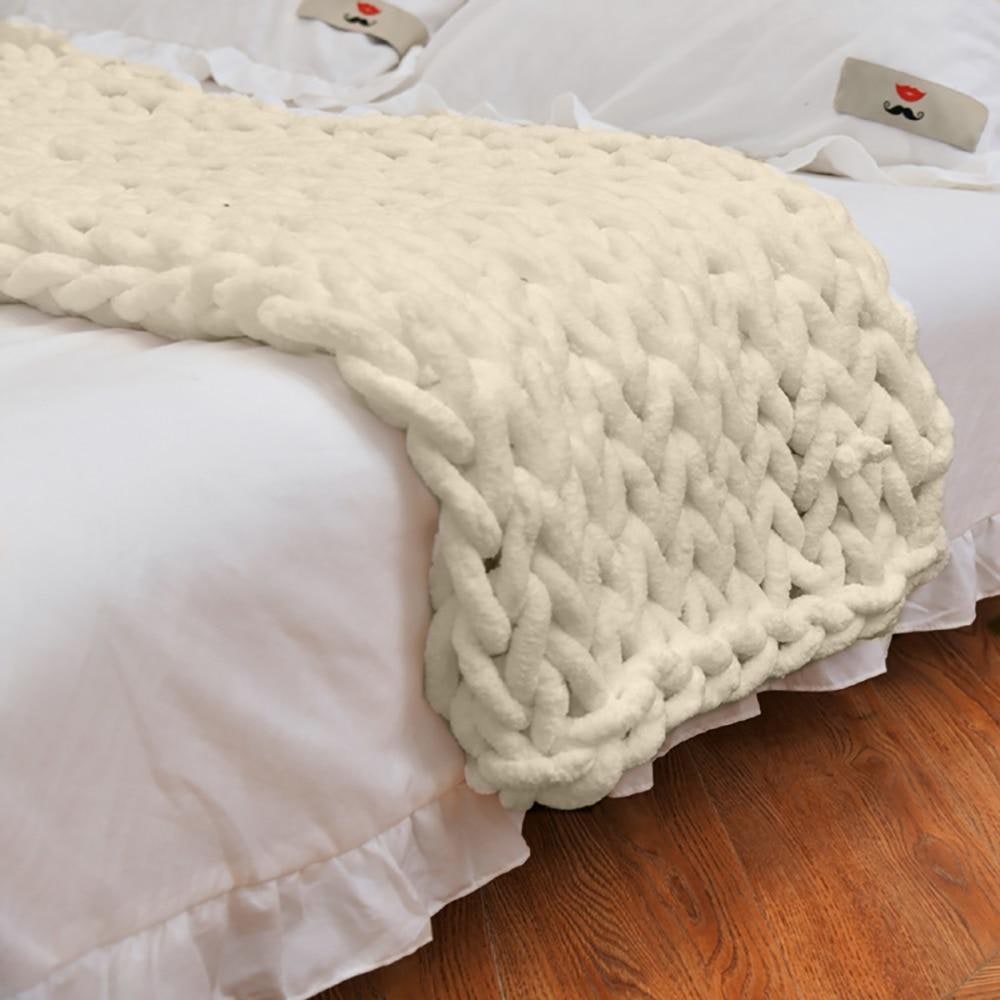 Chunky Knit Throw Blanket with Soft Chenille Yarn and Weighted Texture - Image 7