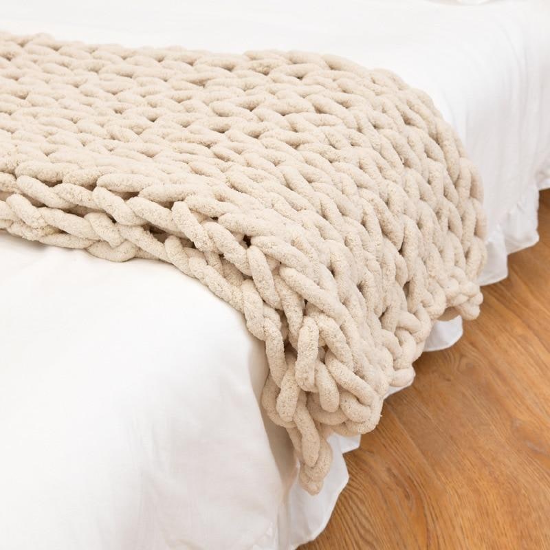 Chunky Knit Throw Blanket with Soft Chenille Yarn and Weighted Texture - Image 8