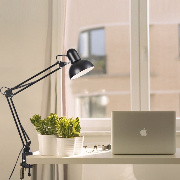Clamp Desk Lamp with Adjustable Swing Arm and Dome Metal Shade - Image 1