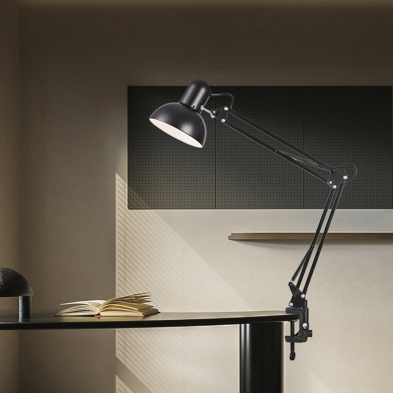 Clamp Desk Lamp with Adjustable Swing Arm and Dome Metal Shade - Image 14