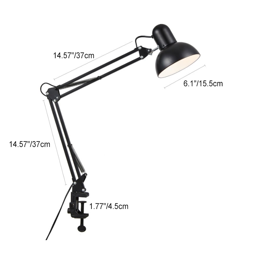 Clamp Desk Lamp with Adjustable Swing Arm and Dome Metal Shade - Image 3