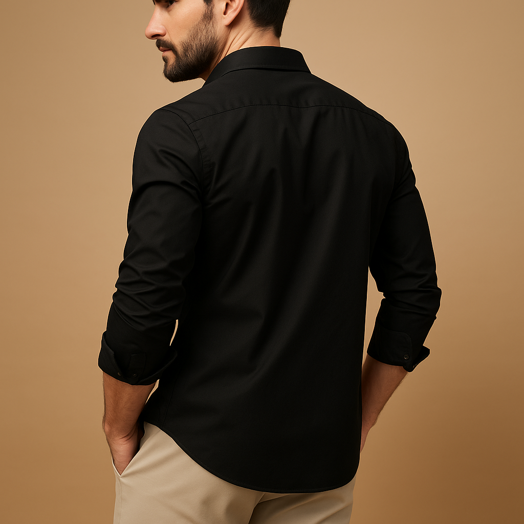 Classic versatile dress shirt for men with chest pocket and comfortable fit, ideal for work, formal occasions, and casual outfits.