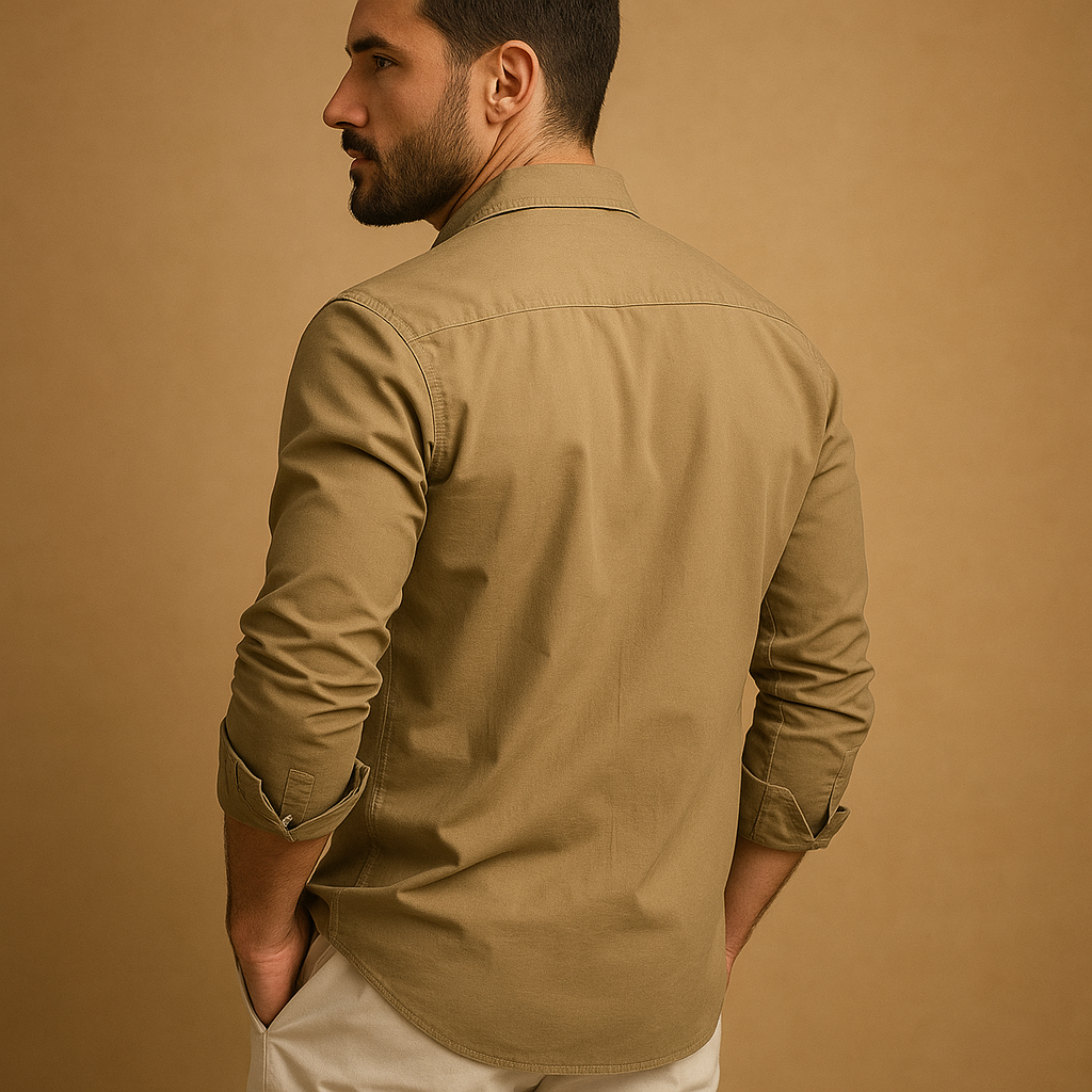 Classic versatile dress shirt for men with chest pocket and comfortable fit, ideal for work, formal occasions, and casual outfits.