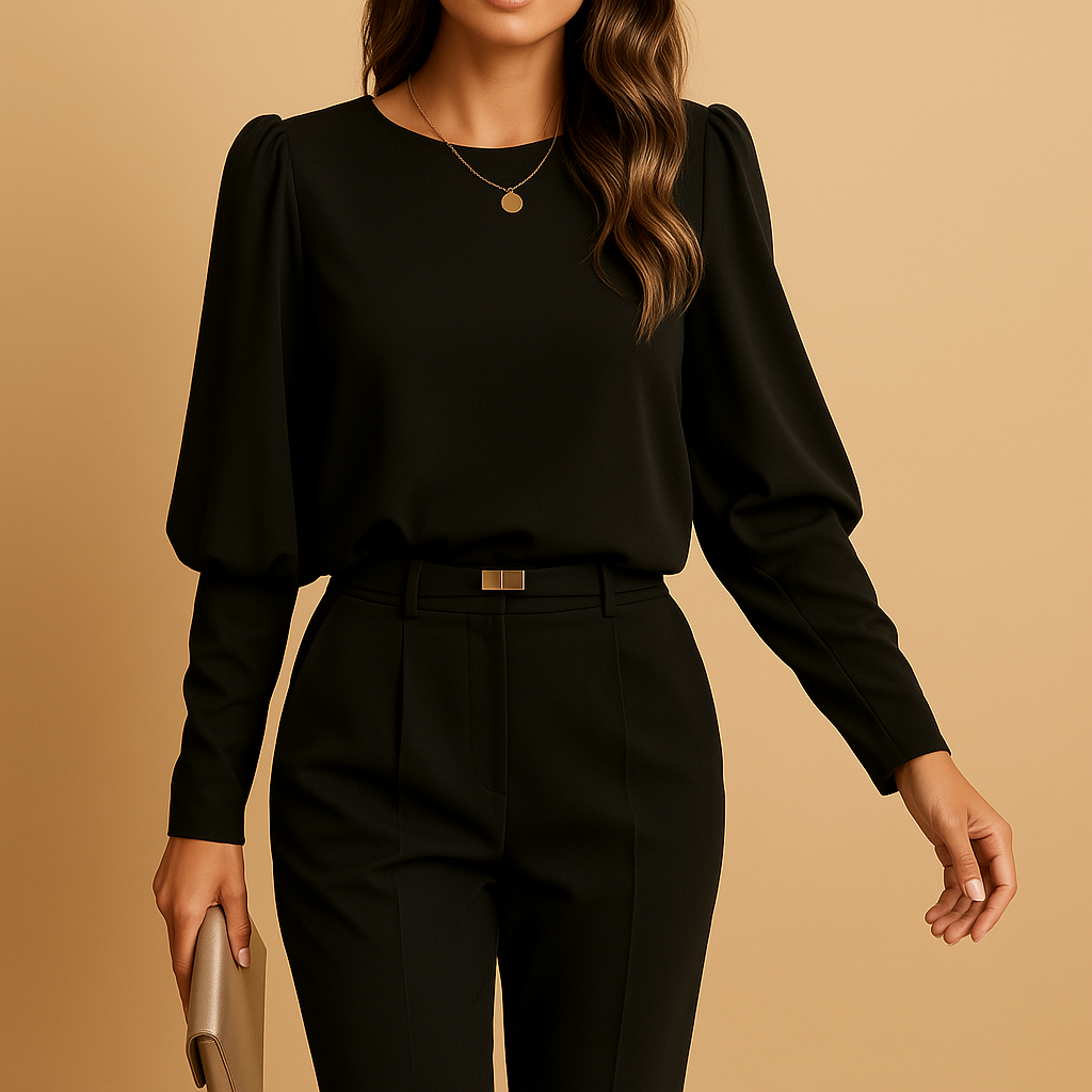 Women’s classic long-sleeve blouse with a breathable fabric and elegant fit, ideal for work, daily outfits, and layered autumn looks.