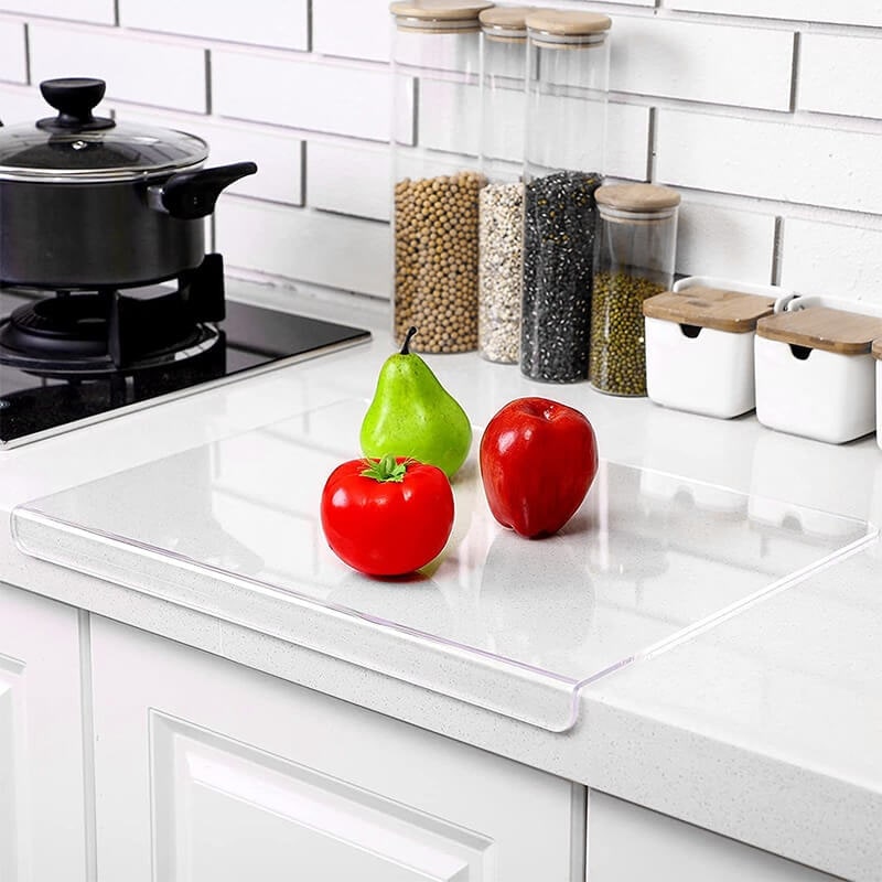 Clear Acrylic Cutting Board with Counter Lip Non-Slip Feet and Protective Edge - Image 4
