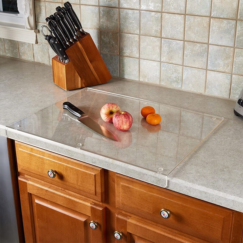 Clear Acrylic Cutting Board with Counter Lip Non-Slip Feet and Protective Edge - Image 5