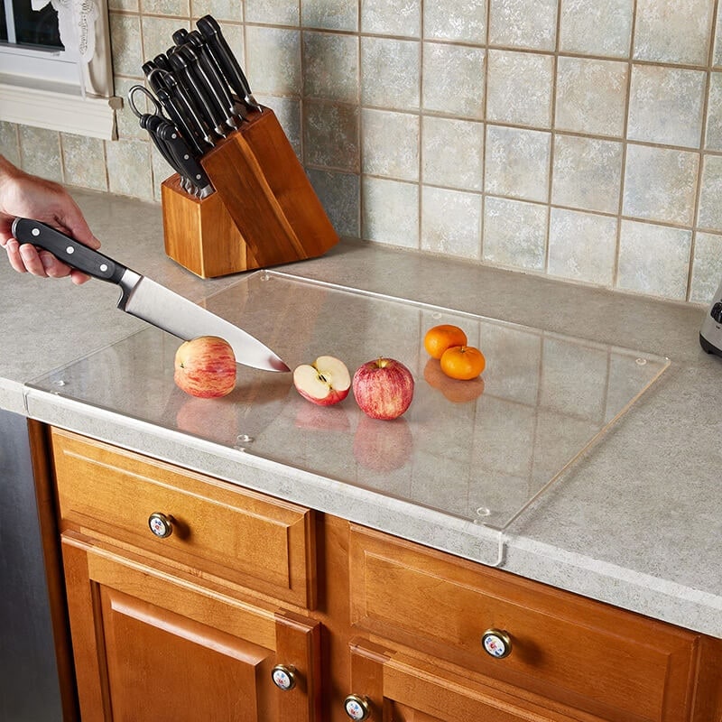 Clear Acrylic Cutting Board with Counter Lip Non-Slip Feet and Protective Edge - Image 6