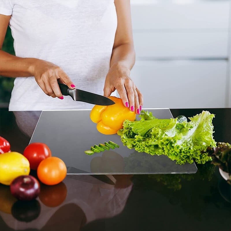 Clear Acrylic Cutting Board with Counter Lip Non-Slip Feet and Protective Edge - Image 7