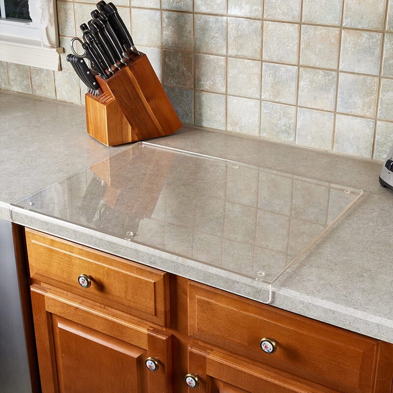 Clear Acrylic Cutting Board with Counter Lip Non-Slip Feet and Protective Edge - Image 8