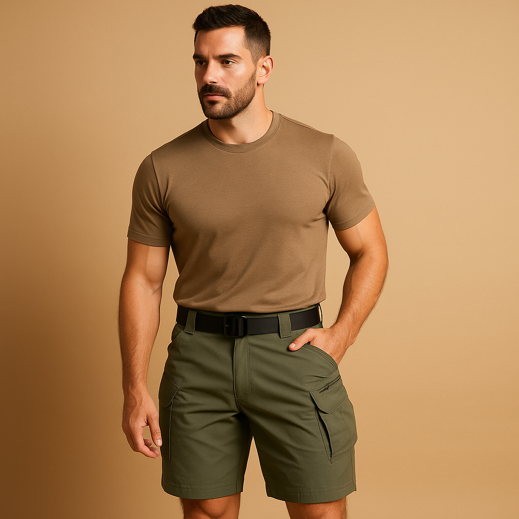 Men’s comfortable cargo shorts with multiple pockets, ideal for travel, outdoor use, and everyday casual wear.