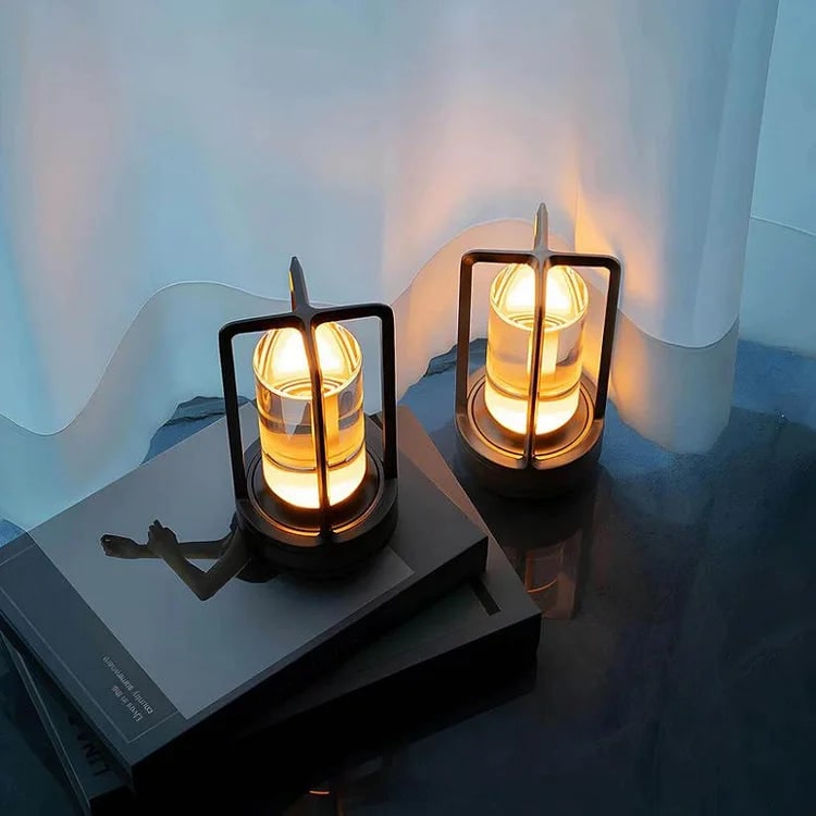 Cordless Table Lamp with Rechargeable Battery LED Cage Frame and Portable Ambient Light - Image 3