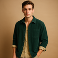 Corduroy casual button-up shirt for men with a soft ribbed texture and comfortable fit, ideal for layering, casual outfits, and everyday wear.