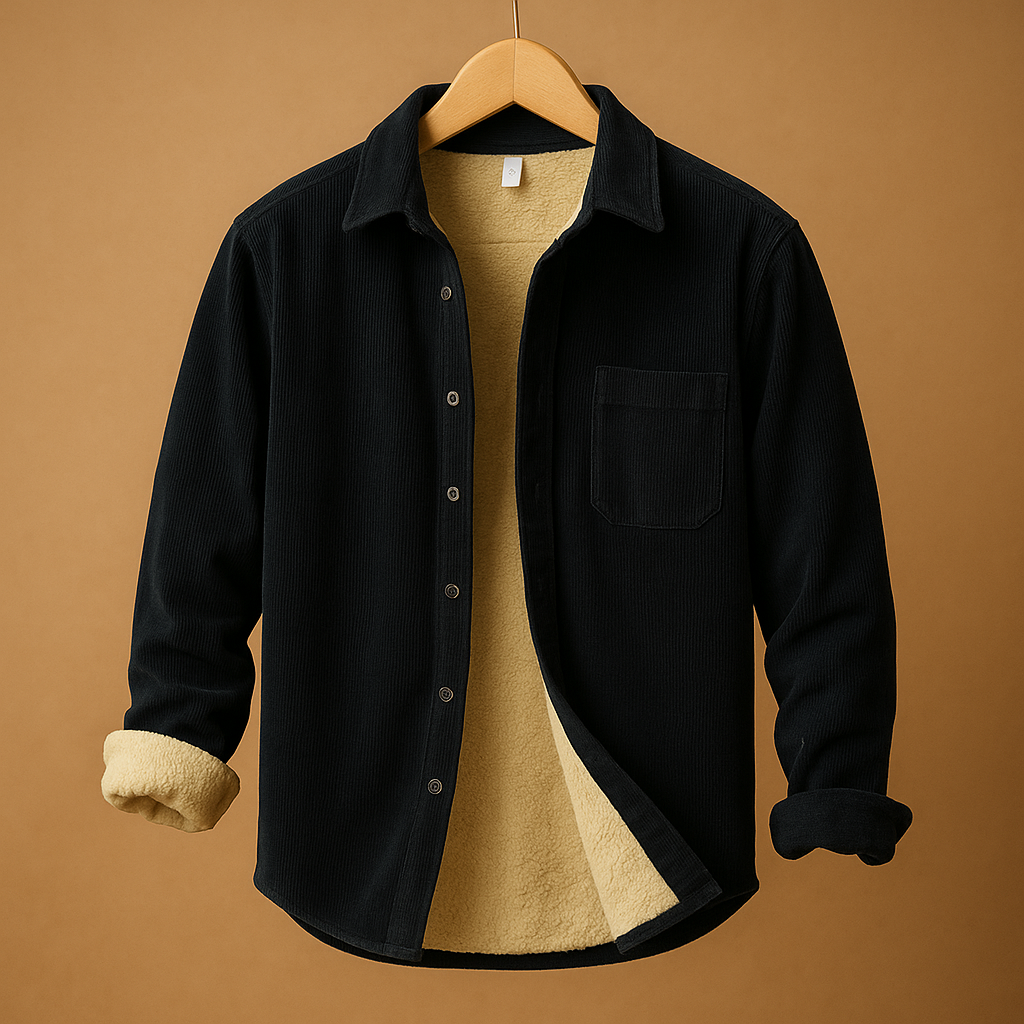 Corduroy casual button-up shirt for men with a soft ribbed texture and comfortable fit, ideal for layering, casual outfits, and everyday wear.