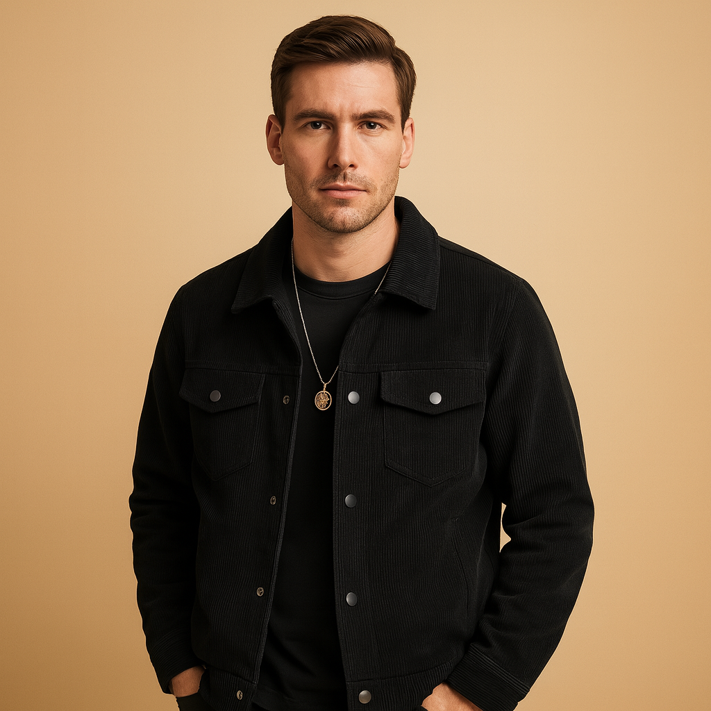 Men’s corduroy jacket with a relaxed fit and classic design, suitable for everyday wear, leisure, and multi-season styling.