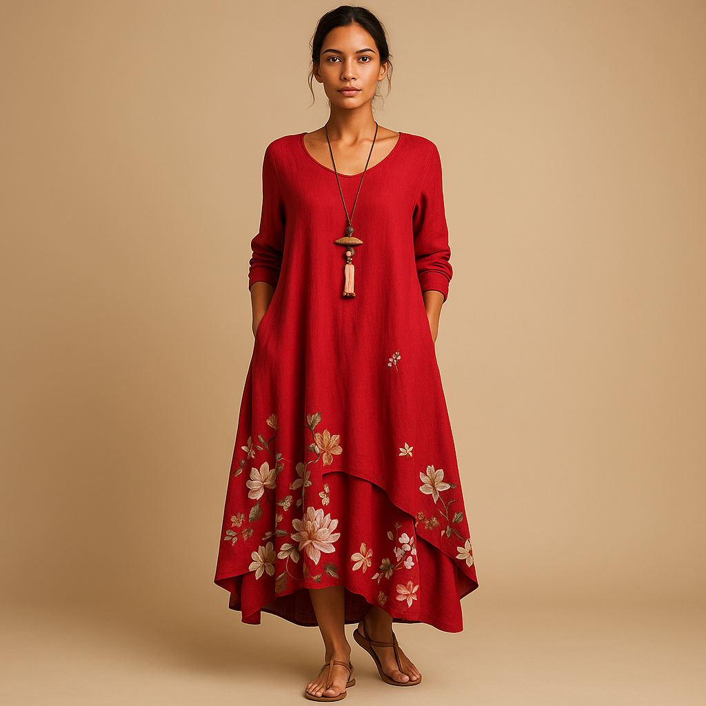 Women’s breathable cotton A-line dress with minimalist design and flattering fit, ideal for office wear, daily outfits and formal occasions.