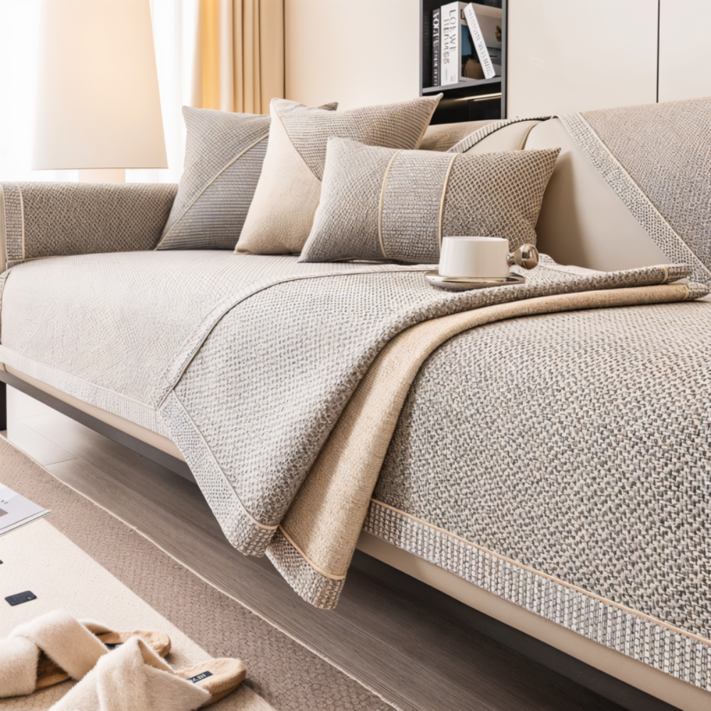 Couch Cover Sectional with Non-Slip Backing and Textured Weave Machine Washable - Image 1
