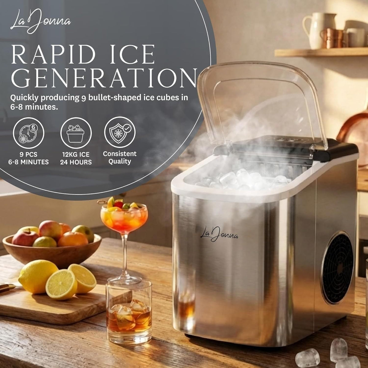 Countertop Ice Maker Machine with Two Sizes and Self-Cleaning Function - Image 9