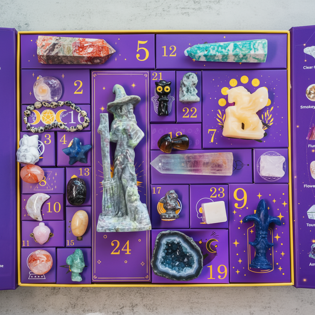 Crystal Advent Calendar with 24 Day Countdown Gemstones and Celestial Decorations - Image 2