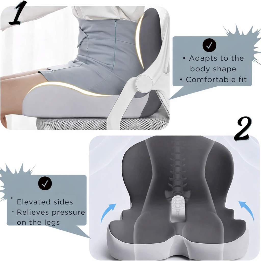 Desk Chair Seat Cushion with Memory Foam Ergonomic Contoured Support and Coccyx Cutout - Image 4