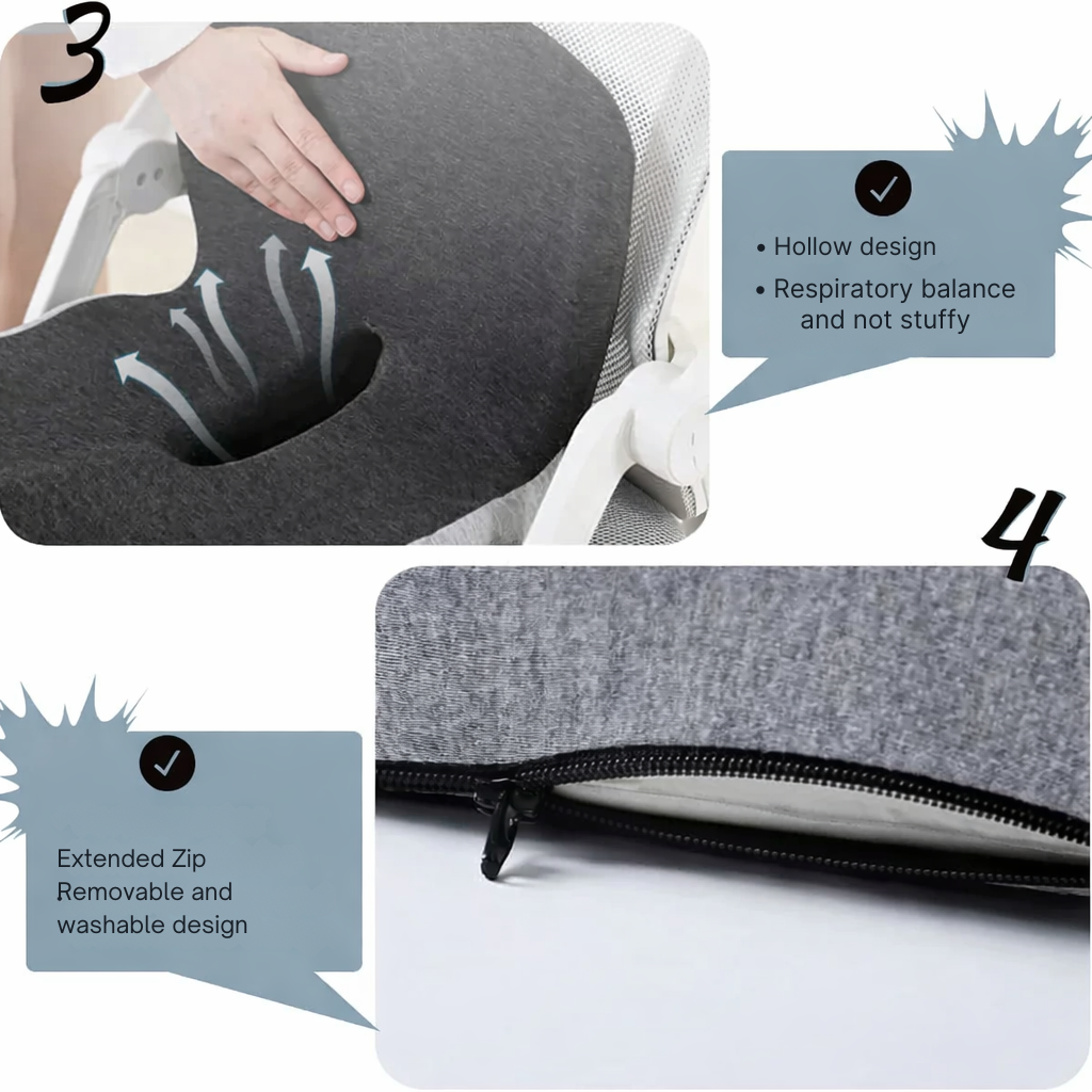 Desk Chair Seat Cushion with Memory Foam Ergonomic Contoured Support and Coccyx Cutout - Image 5