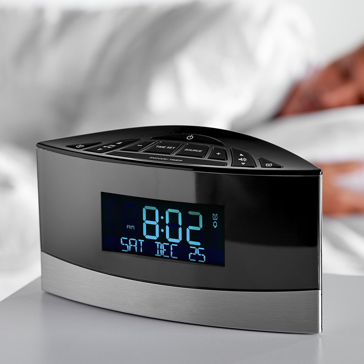 Digital Alarm Clock Radio with Calendar Display and Bedside Sound Machine - Image 2