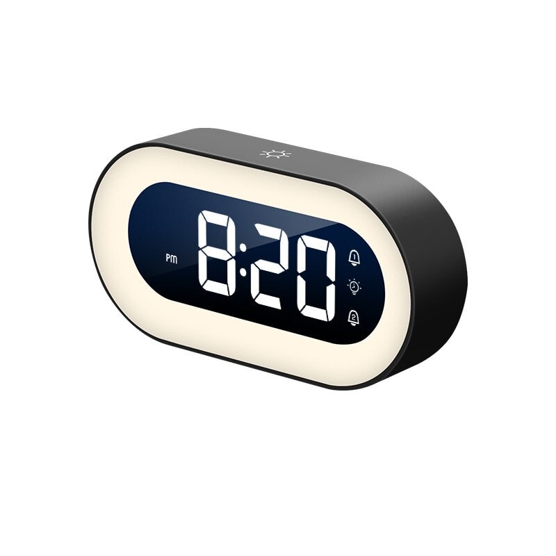 Digital Alarm Clock with Night Light LED Bedside Display and Dimmable Halo - Image 1