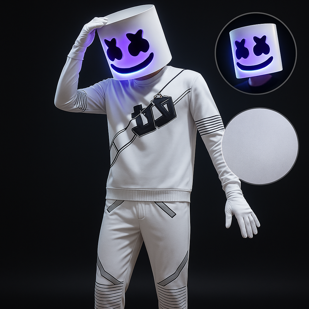 Dj Costume with LED Mask and Light-Up Chest Graphic for Kids - Image 1