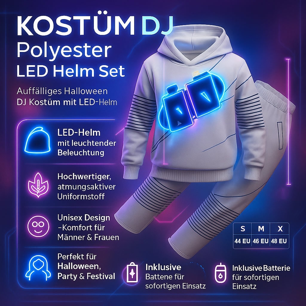 Dj Costume with LED Mask and Light-Up Chest Graphic for Kids - Image 13