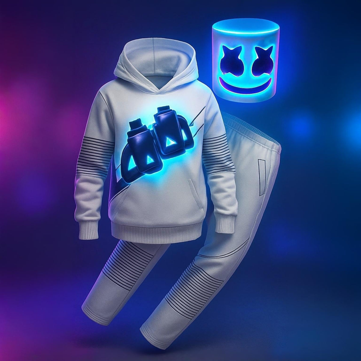 Dj Costume with LED Mask and Light-Up Chest Graphic for Kids - Image 3