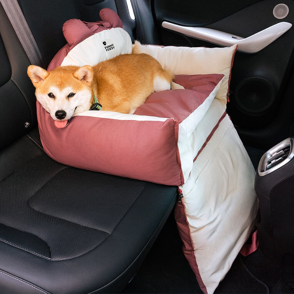 Dog Car Seat with Safety Leash Convertible Pet Bed and Removable Cushion - Image 2