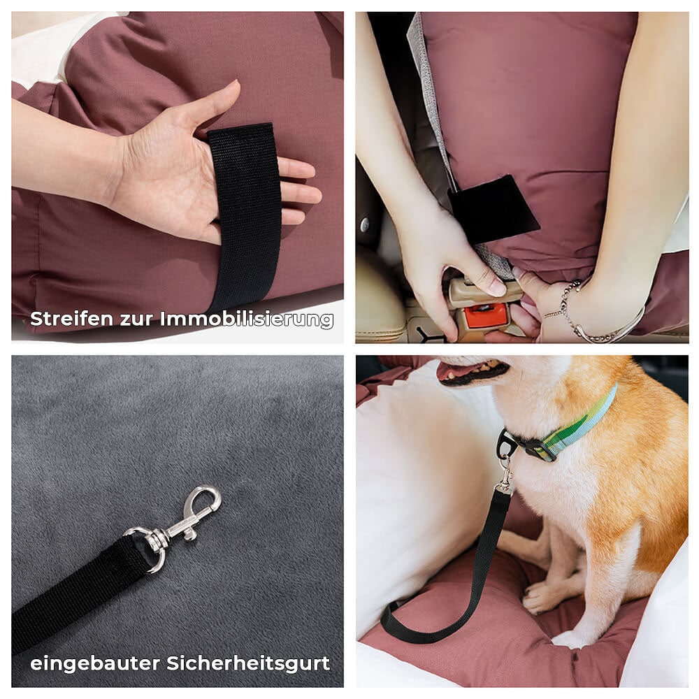 Dog Car Seat with Safety Leash Convertible Pet Bed and Removable Cushion - Image 4
