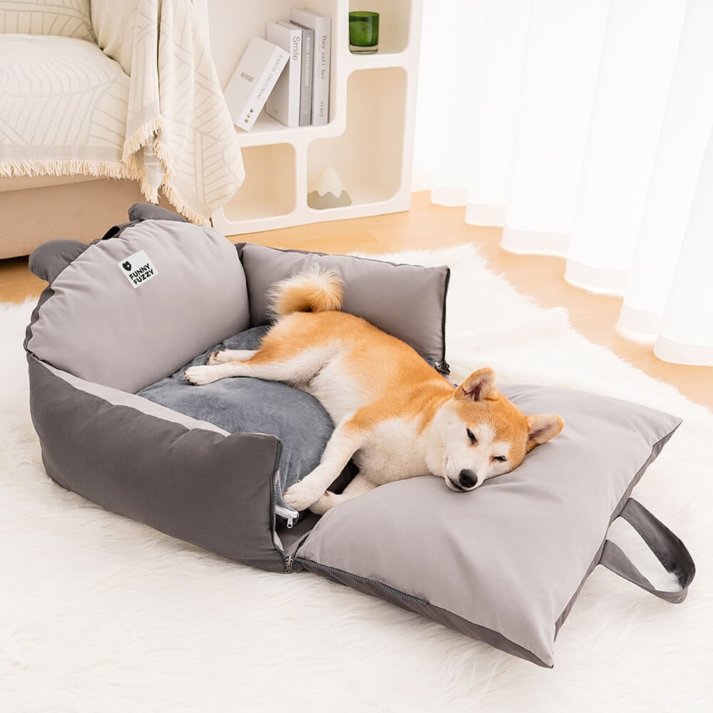 Dog Car Seat with Safety Leash Convertible Pet Bed and Removable Cushion - Image 8