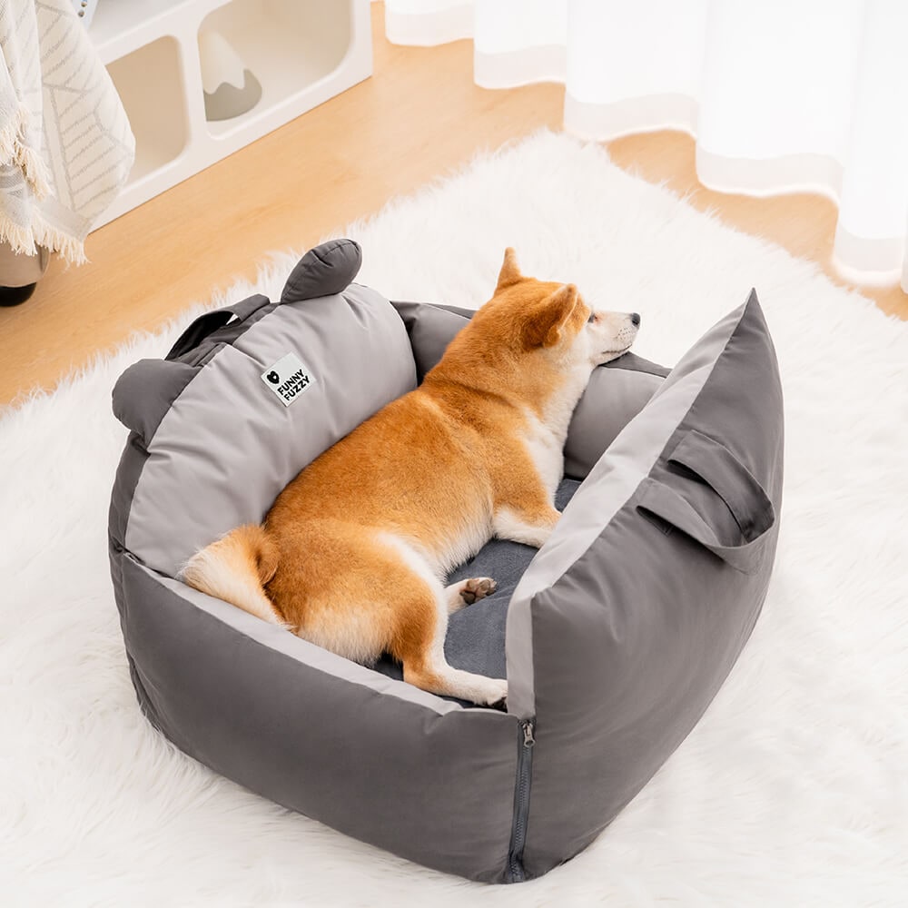 Dog Car Seat with Safety Leash Convertible Pet Bed and Removable Cushion - Image 9