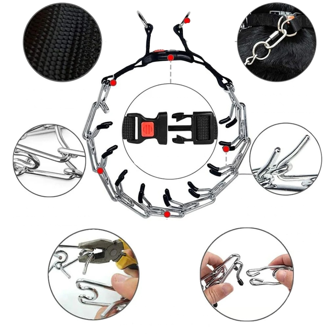 Dog Prong Training Collar with Reflective Cover and Quick-Release Buckle - Image 9