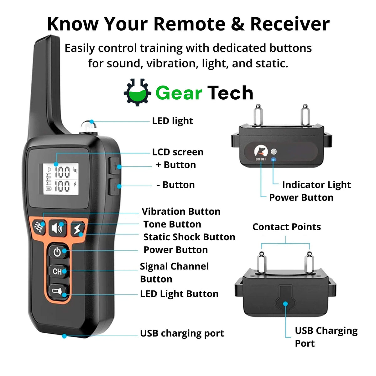 Dog Training Collar with Remote Control Waterproof Shock and Vibration - Image 8