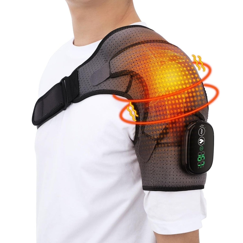 Electric Heating Pad for Shoulder Pain with Cordless Vibration Massage and Adjustable Strap - Image 2