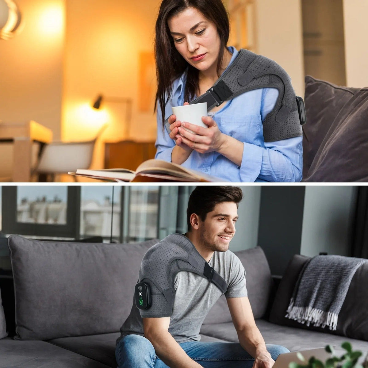 Electric Heating Pad for Shoulder Pain with Cordless Vibration Massage and Adjustable Strap - Image 4