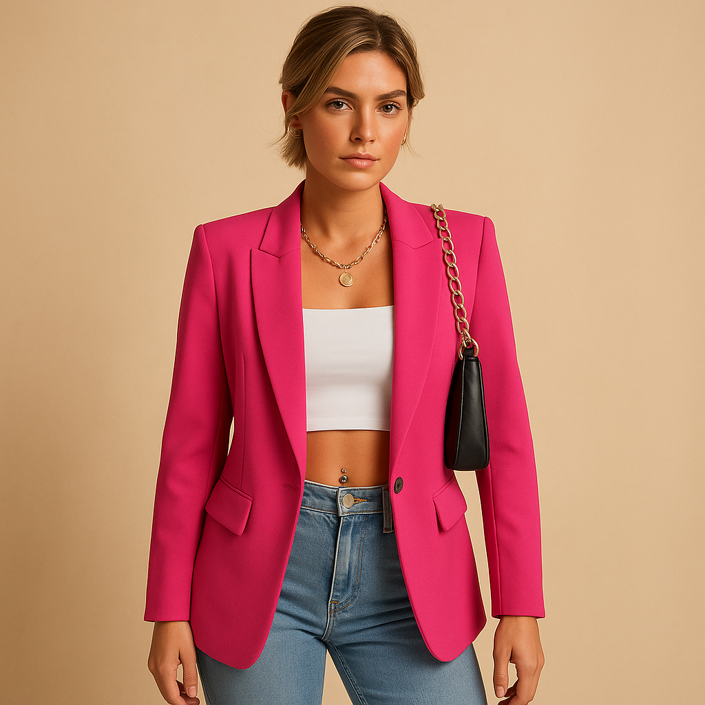 Elegant fitted blazer for women with a classic tailored shape, perfect for office wear, formal events, and stylish casual outfits.