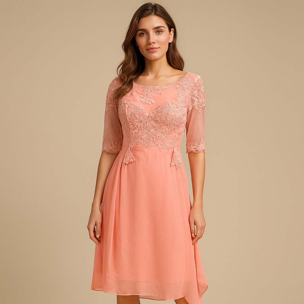 Elegant lace party dress for women with a flattering silhouette and refined lace details, perfect for weddings, gala events, and special celebrations.