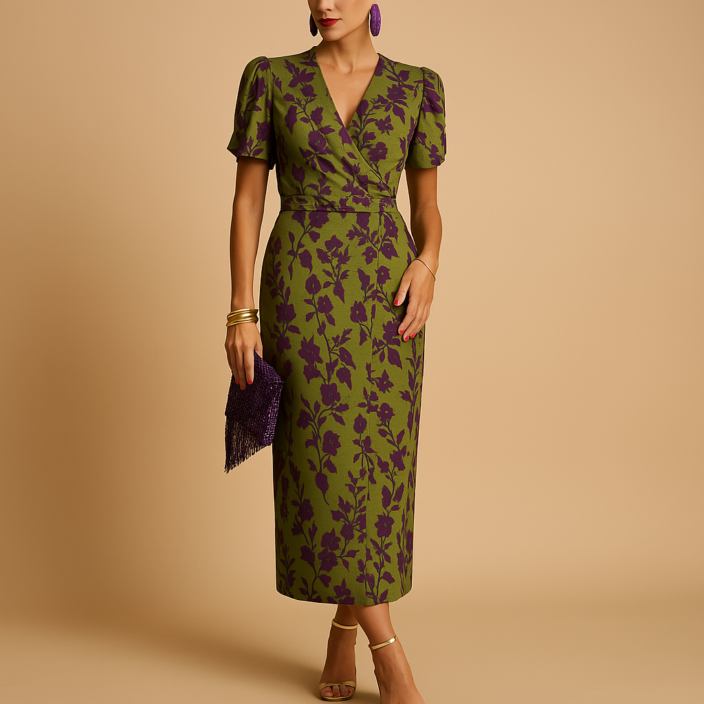 Elegant puff sleeve dress for women with a flattering silhouette, ideal for dinners, parties, and formal or casual occasions.