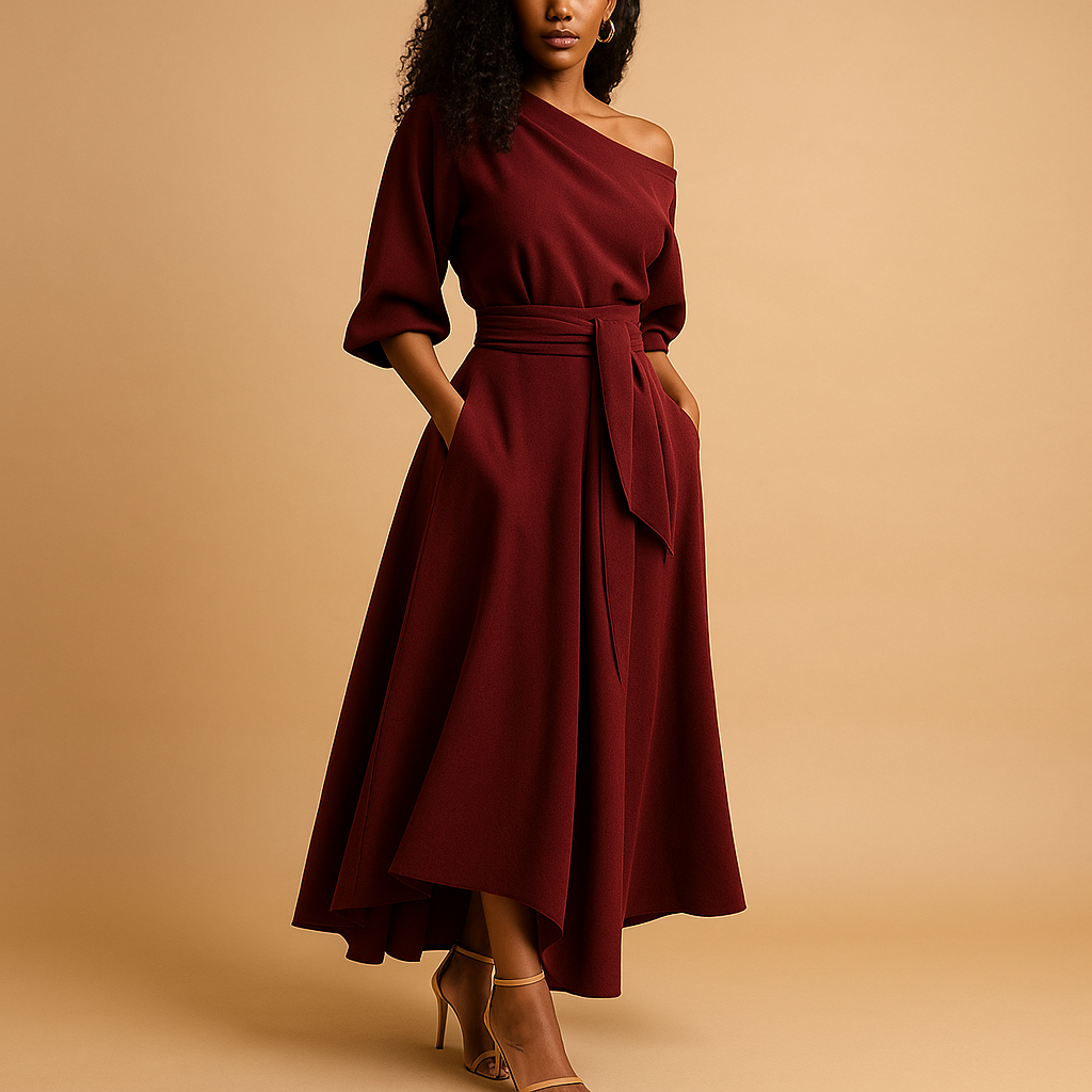 Women’s elegant waist tie dress with flattering silhouette, perfect for weddings, parties, day trips, and stylish everyday occasions.