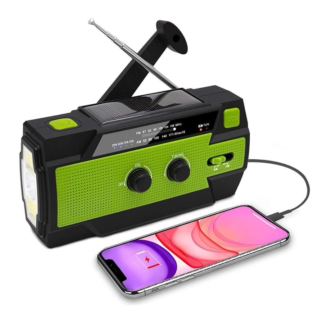 Emergency Radio with Hand Crank Solar Panel and LED Flashlight - Image 1