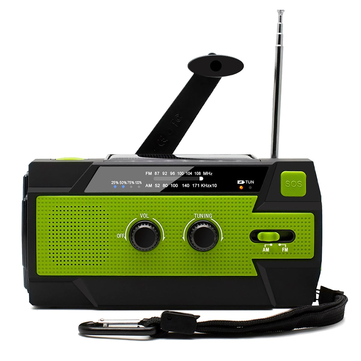 Emergency Radio with Hand Crank Solar Panel and LED Flashlight - Image 2