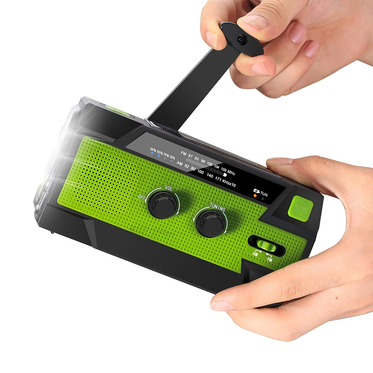 Emergency Radio with Hand Crank Solar Panel and LED Flashlight - Image 5